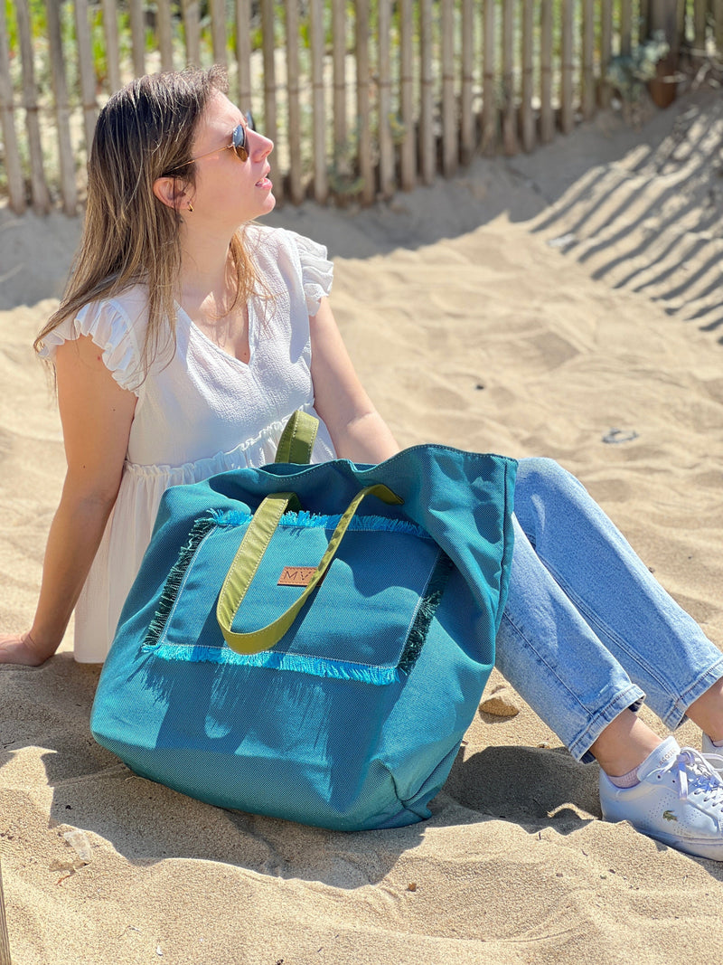 My Vegan Bags BEACH BAG  SUMMER FLOWER BLUE