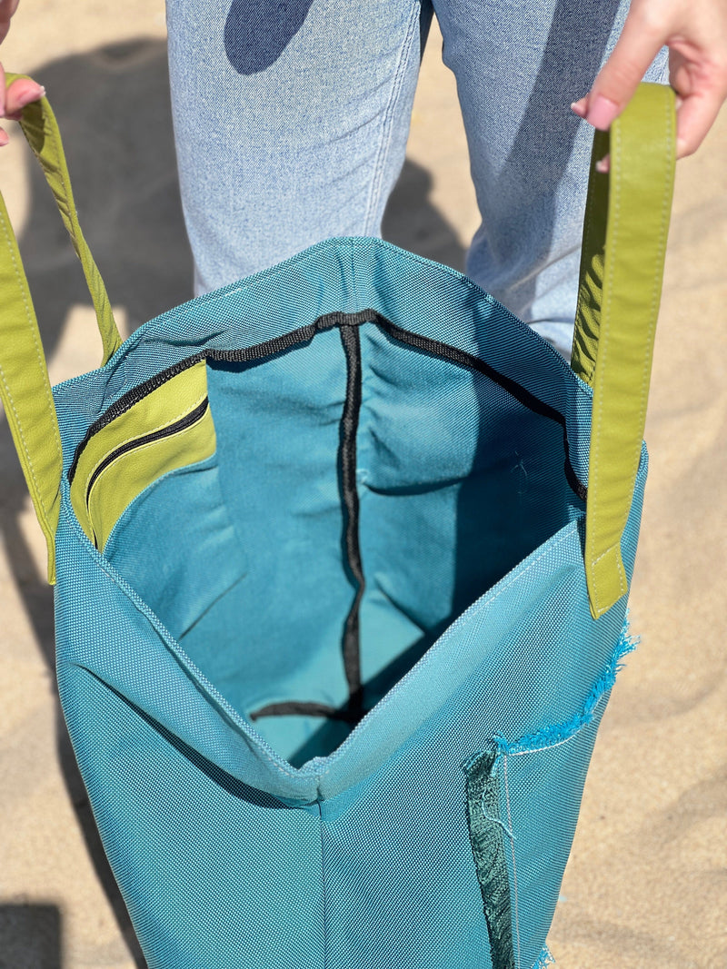 My Vegan Bags BEACH BAG  SUMMER FLOWER BLUE