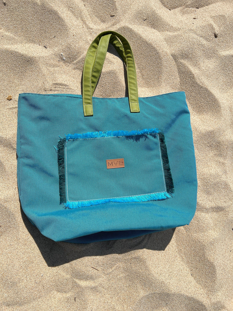 My Vegan Bags BEACH BAG  SUMMER FLOWER BLUE