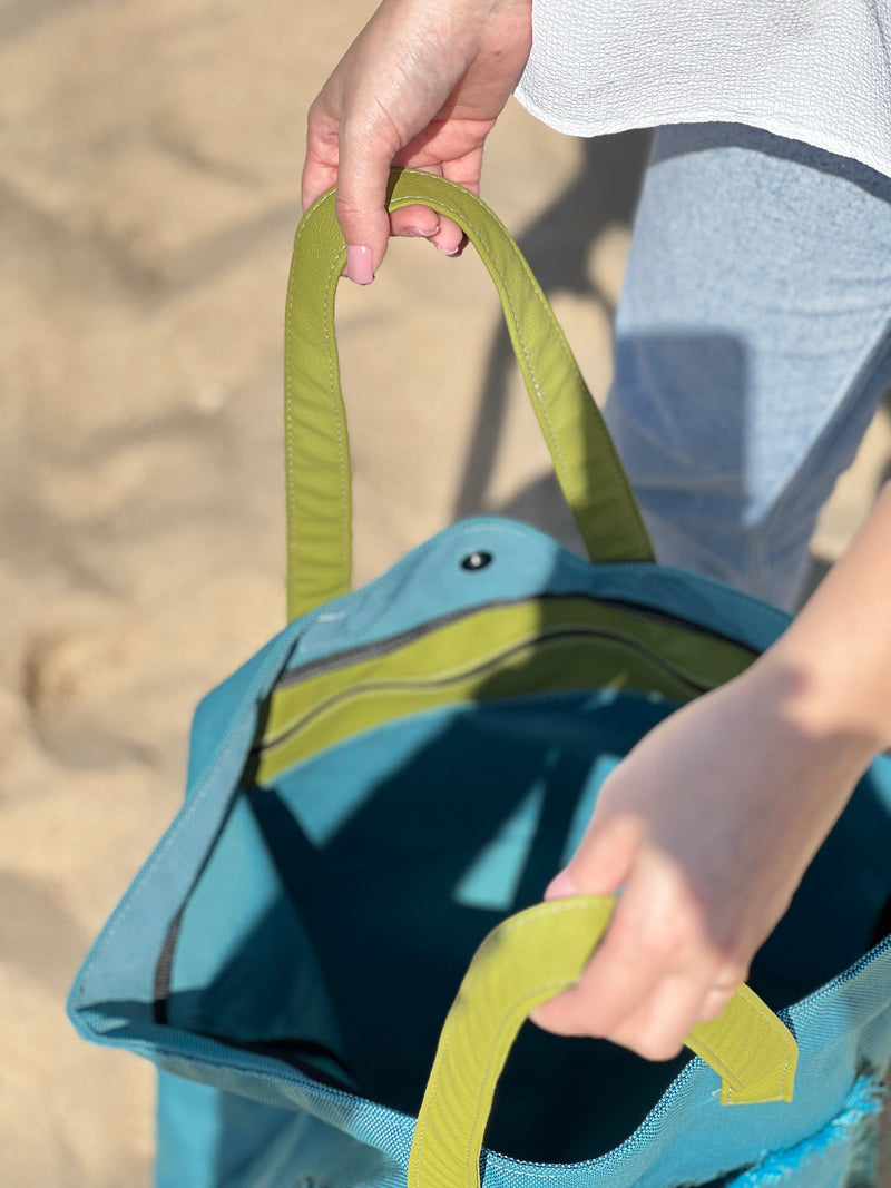 My Vegan Bags BEACH BAG  SUMMER FLOWER BLUE