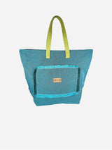 Immaculate Vegan - My Vegan Bags BEACH BAG  SUMMER FLOWER BLUE