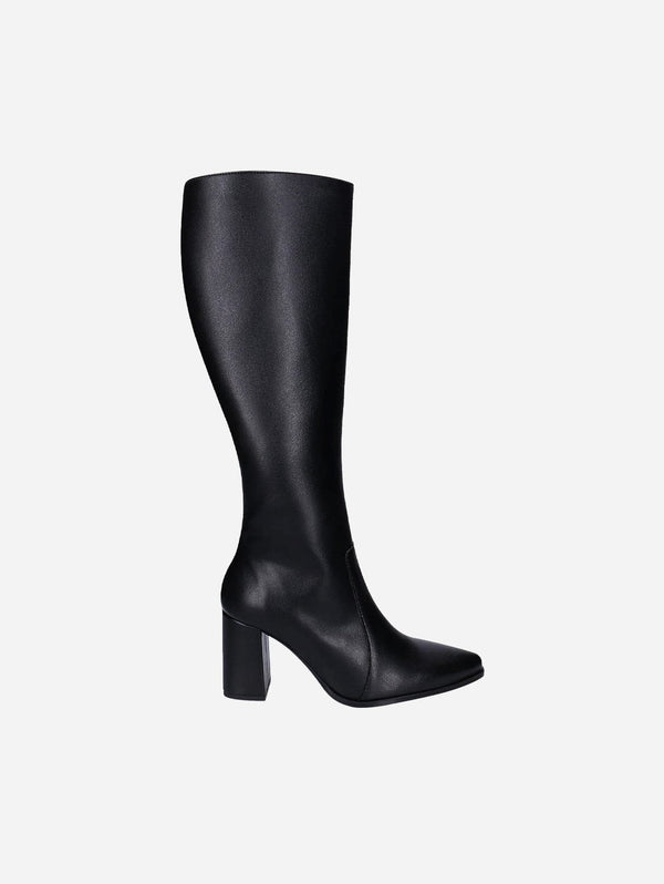 NAE Vegan Shoes Iona Women's Apple Leather High Heel Knee Vegan Boots | Black