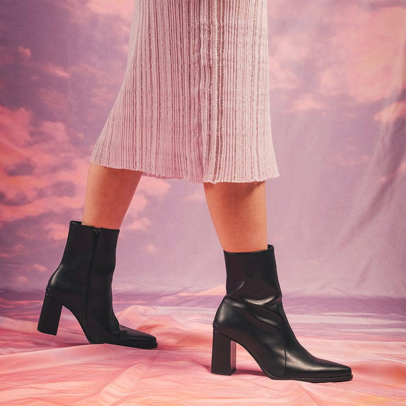 NAE Vegan Shoes Lydia Black vegan heeled ankle boots