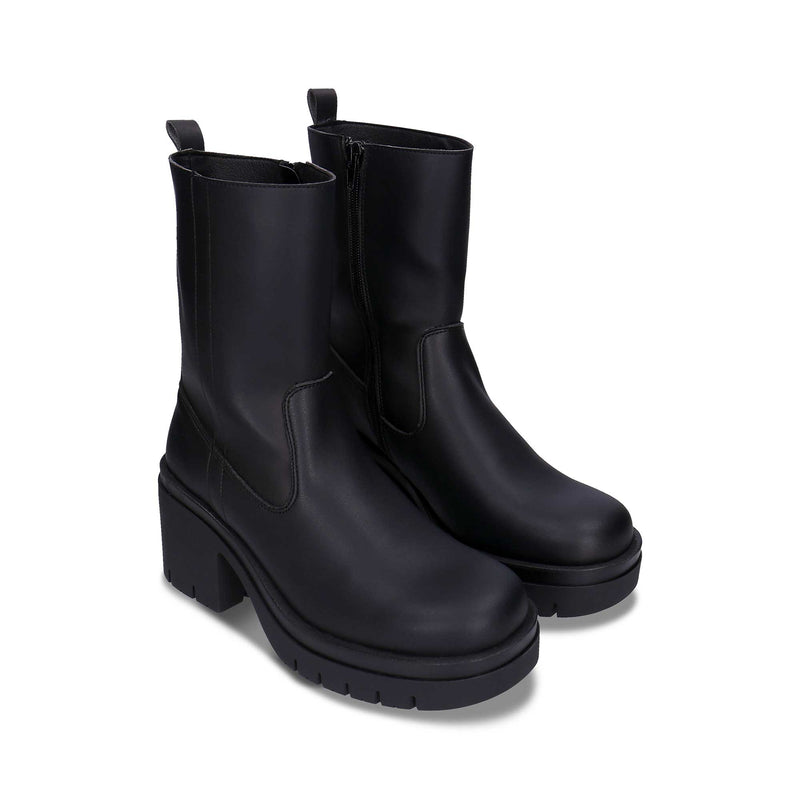 NAE Vegan Shoes Sima Black platform boots mid-calf