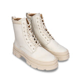 NAE Vegan Shoes Tea White boots women zipper chunky