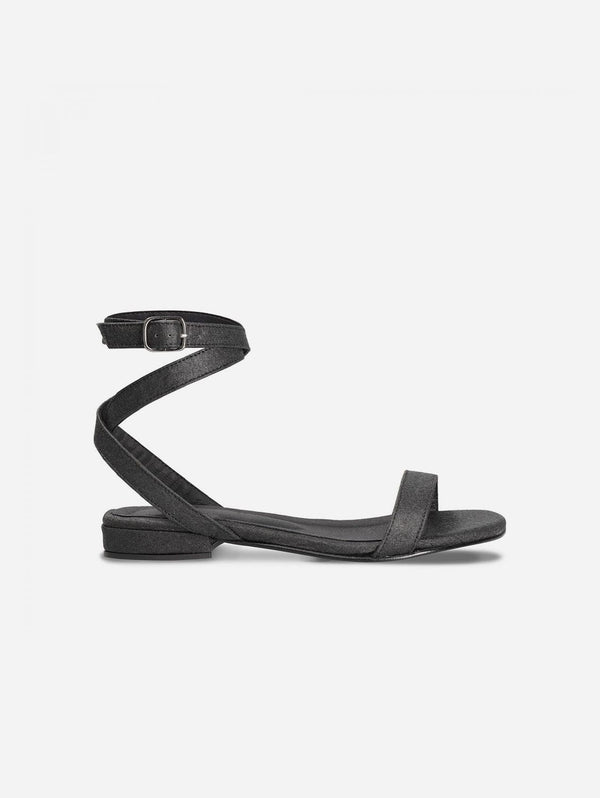 NAE Vegan Shoes Basil Piñatex Vegan Leather Ankle Strap Sandals | Black UK8 / EU42 / US10