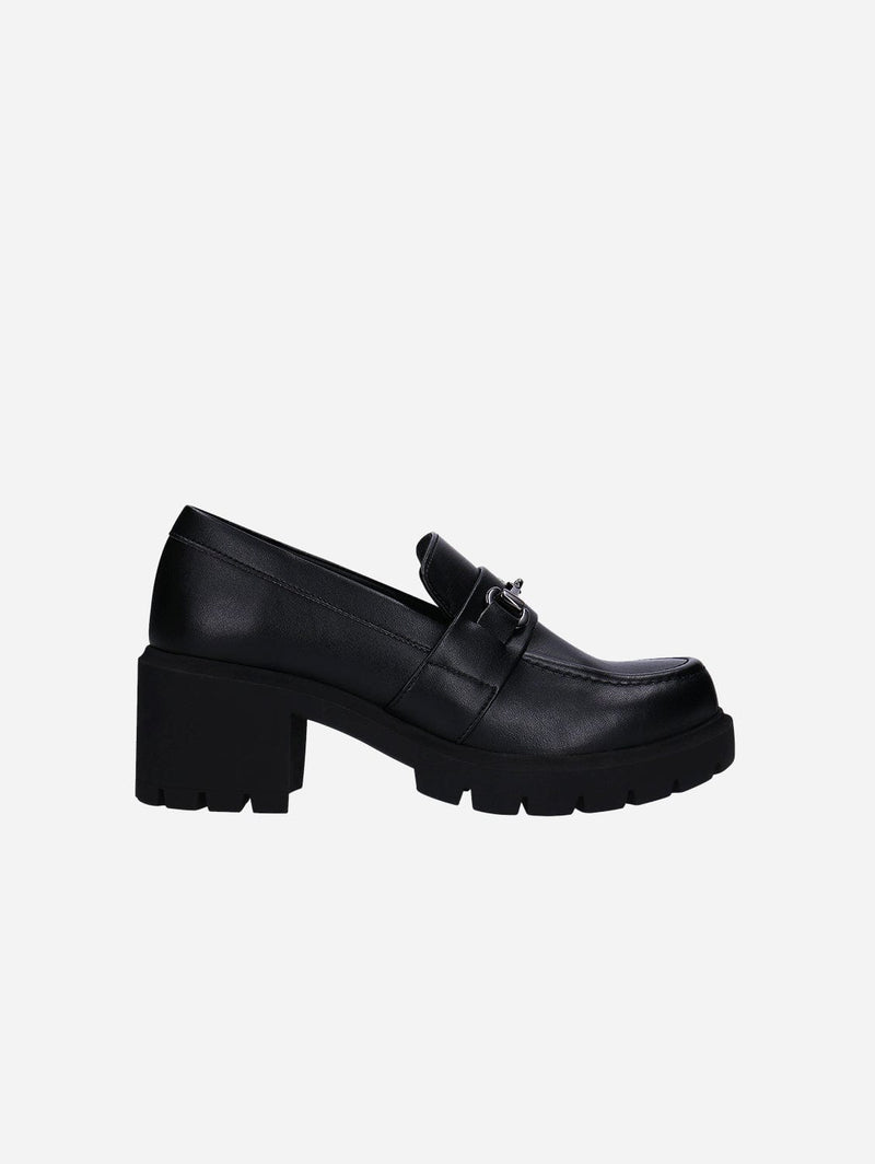 NAE Vegan Shoes Rais  Women's Apple Leather Heeled Vegan Loafer Moccasin | Black UK8 / EU42 / US10