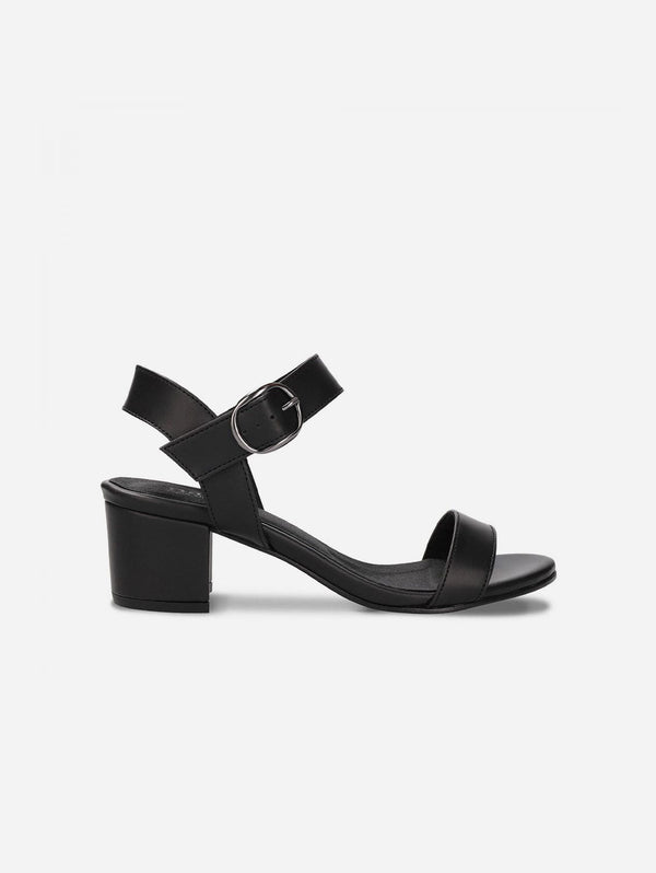 NAE Vegan Shoes Zinnia Vegan Apple Leather Heeled Strap Sandals | Black UK8 / EU42 / US10