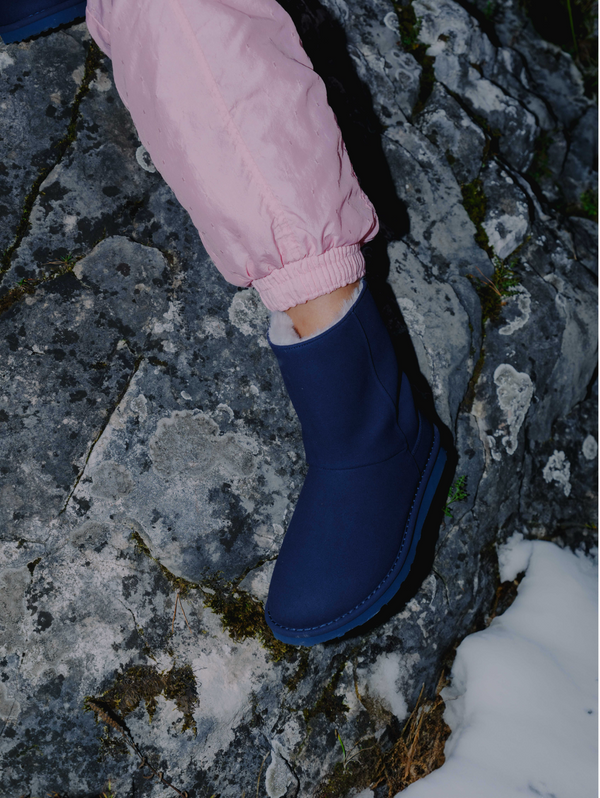 Classic Unisex Vegan Faux Fur Medium Boots | Winter Blue