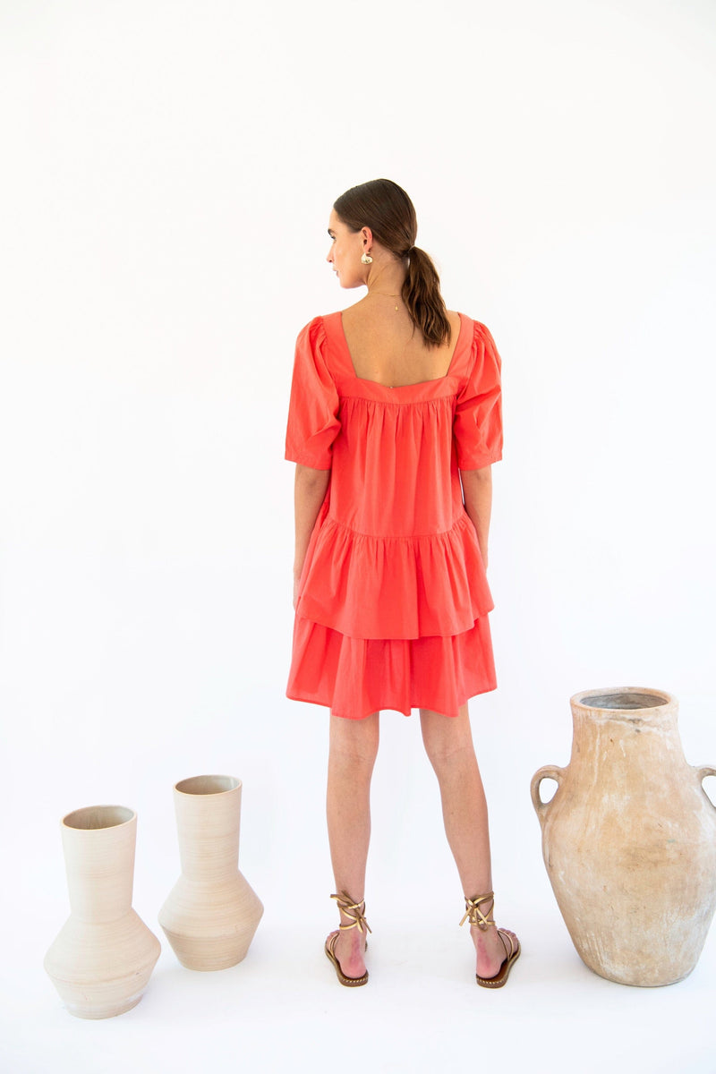 Mini Organic Cotton Poplin Square Neck Dress