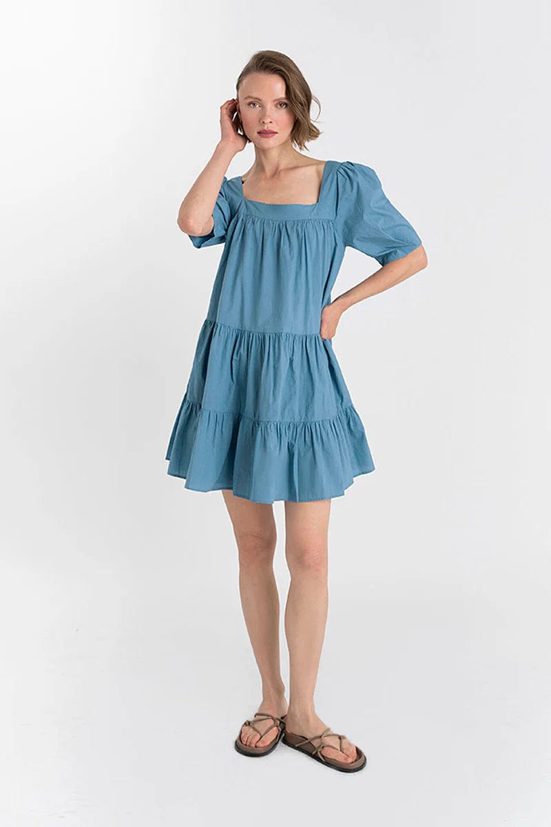 Mini Organic Cotton Poplin Square Neck Dress