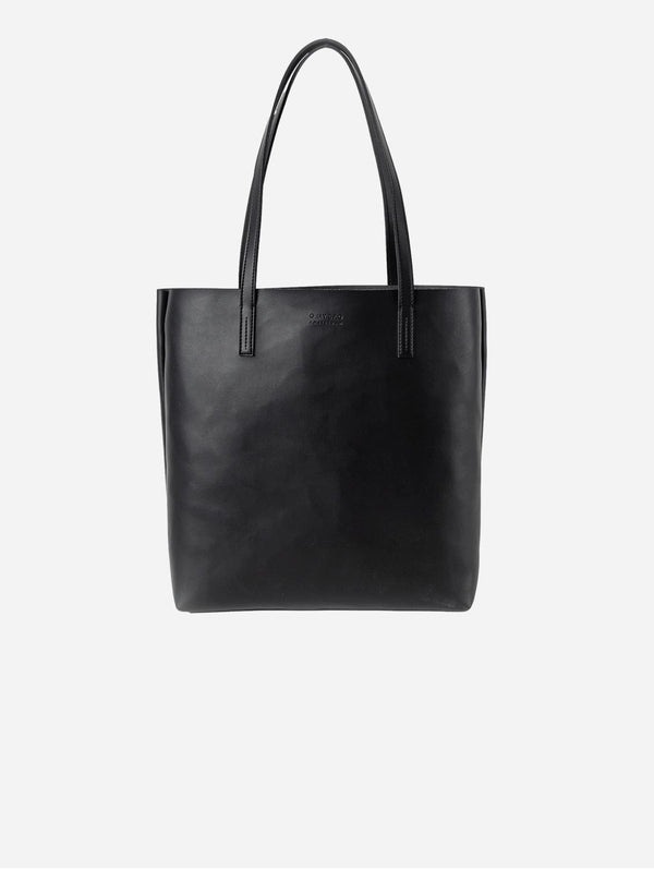 O My Bag Georgia Unisex Apple Leather Tote Vegan Bag | Black Black / Vegan Uppeal™ / Large