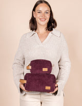 Immaculate Vegan - O My Bag Ted Small Corduroy & Vegan Apple Leather Travel Case | Burgundy Burgundy / Vegan Uppeal™ / Small