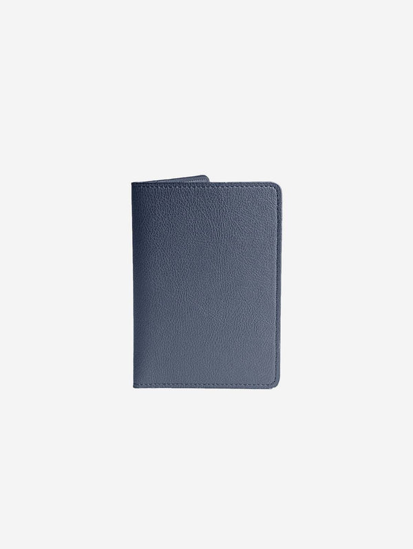 Oliver Co. London Bramley Apple Leather & Wood Leather Vegan Passport Holder | Blue Coastal Blue