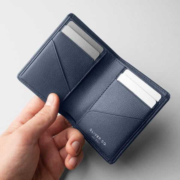 Oliver Co. London RFID Compact Apple Leather Vegan Note Wallet | Costal Blue Coastal Blue