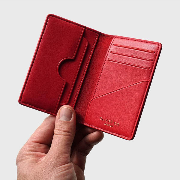 Oliver Co. London Premium RFID Apple Leather Compact Vegan Wallet | Chilli Red Chilli Red