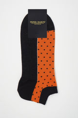 Immaculate Vegan - Peper Harow Polka Men's Organic Trainer Socks Bundle - Denim & Orange