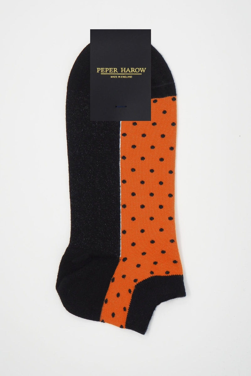 Peper Harow Polka Men's Organic Trainer Socks Bundle - Denim & Orange