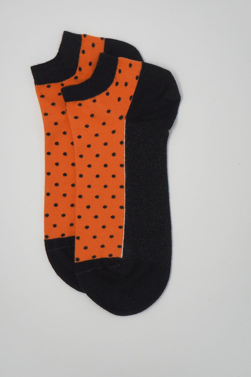 Peper Harow Polka Men's Organic Trainer Socks Bundle - White & Orange