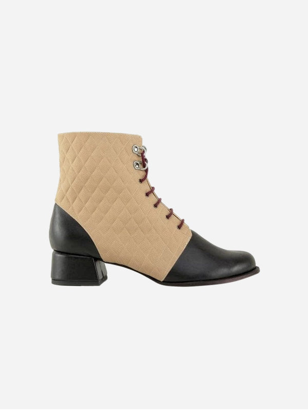 Otijane Blanca Vegan Leather Laced Ankle Boots | Stone 37