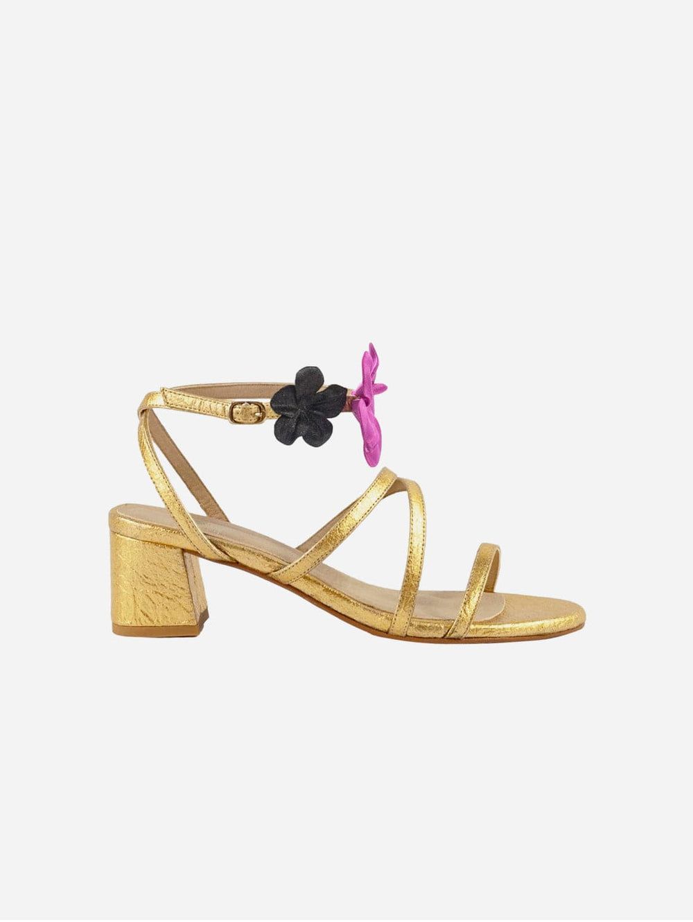 Sofia Pinatex Vegan Leather Heeled Sandals Gold