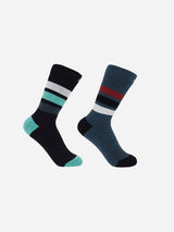 Immaculate Vegan - Peper Harow Striped Organic Women's Sport Socks Bundle - Black & Navy