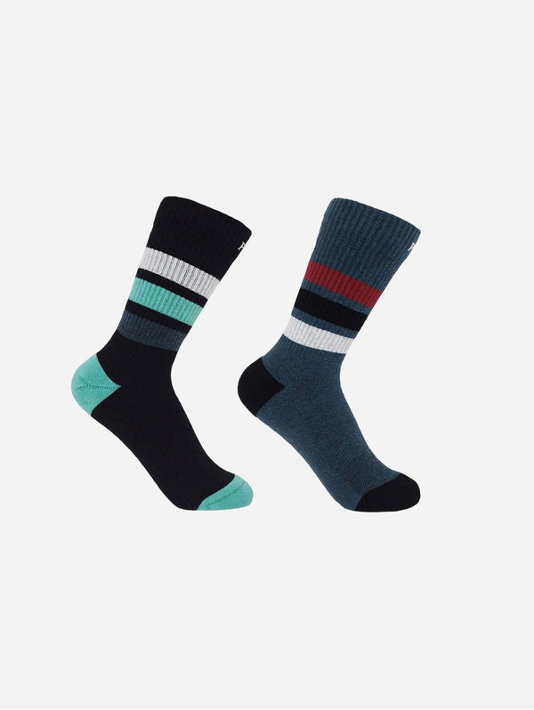 Peper Harow Striped Organic Women's Sport Socks Bundle - Black & Navy