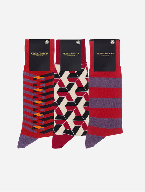 Men's Organic Cotton Socks Bundle | Burgundy Multi