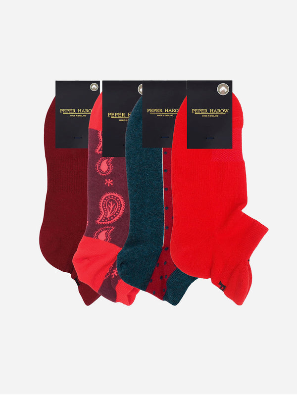 Men’s Organic Cotton Trainer Socks Bundle | Red Multi