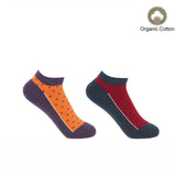 Immaculate Vegan - Peper Harow Polka Women's Organic Trainer Socks Bundle - Berry & Denim