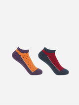 Immaculate Vegan - Peper Harow Polka Women's Organic Trainer Socks Bundle - Berry & Denim