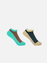 Immaculate Vegan - Peper Harow Polka Women's Organic Trainer Socks Bundle - Ocean & Beige