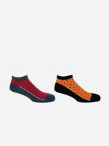 Immaculate Vegan - Peper Harow Polka Men's Organic Trainer Socks Bundle - Denim & Orange