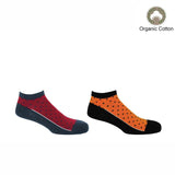 Immaculate Vegan - Peper Harow Polka Men's Organic Trainer Socks Bundle - Denim & Orange