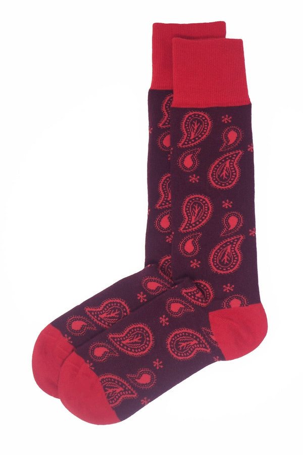 Peper Harow Paisley Men's Socks - Burgundy