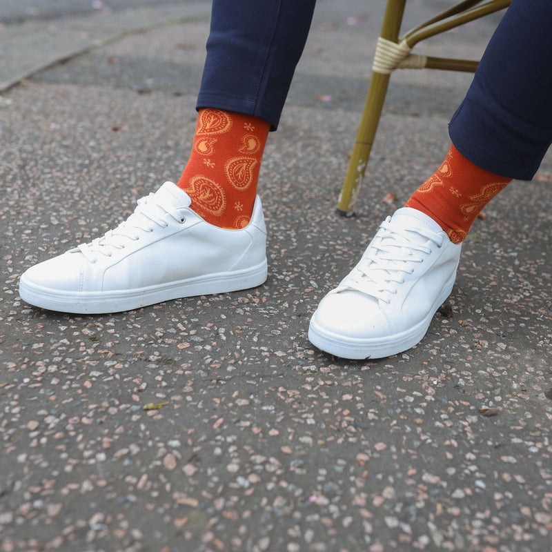 Peper Harow Paisley Men's Socks - Burnt Orange