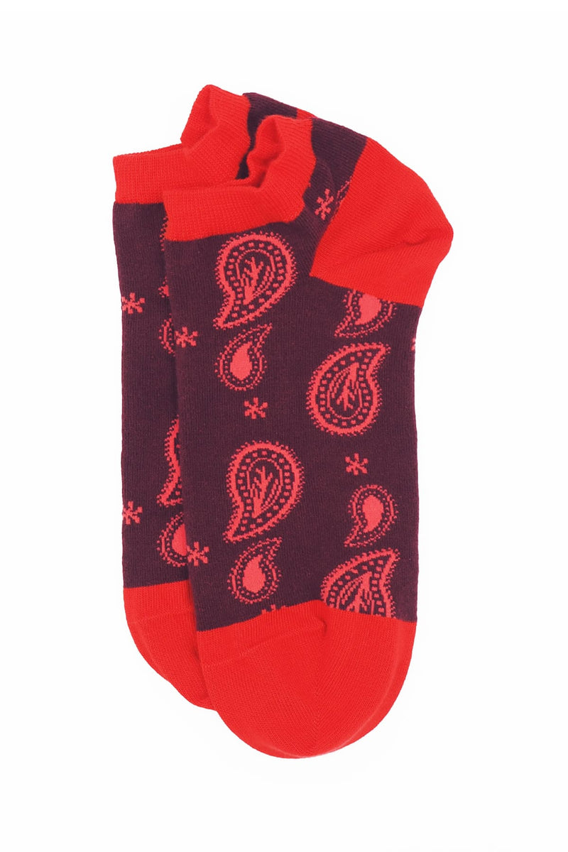 Peper Harow Paisley Men's Trainer Socks - Burgundy