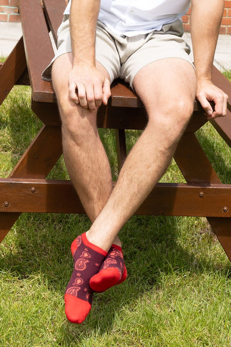 Peper Harow Paisley Men's Trainer Socks - Burgundy