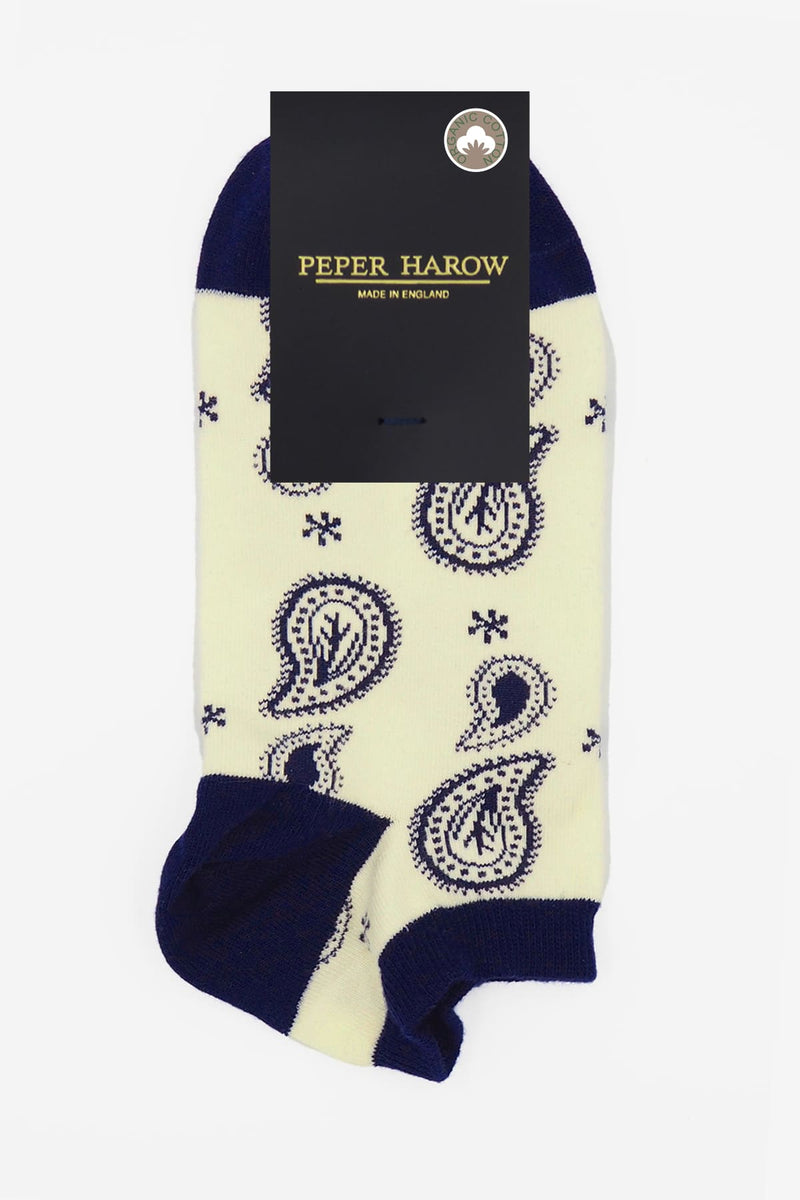 Peper Harow Paisley Men's Trainer Socks - Cream