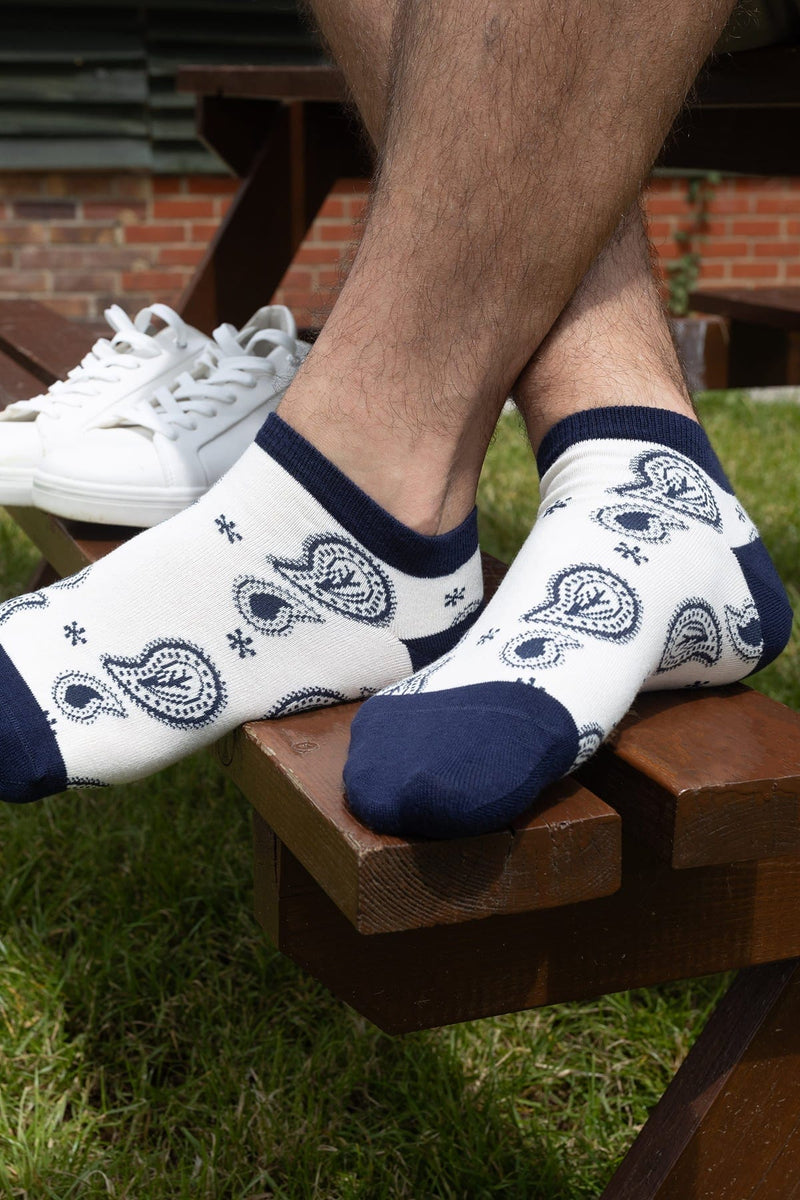 Peper Harow Paisley Men's Trainer Socks - Cream