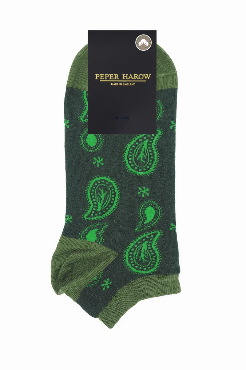 Peper Harow Paisley Men's Trainer Socks - Green