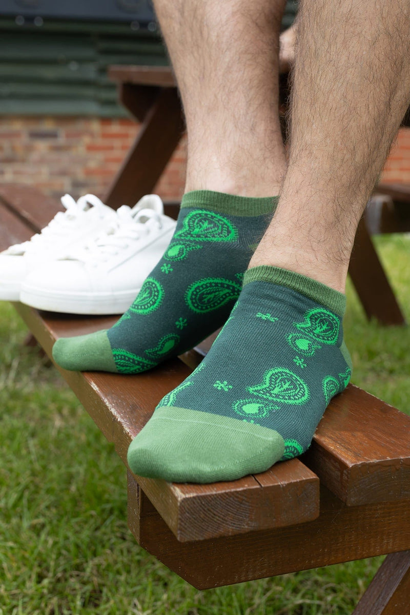 Peper Harow Paisley Men's Trainer Socks - Green