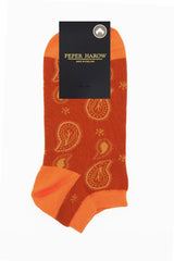 Immaculate Vegan - Peper Harow Paisley Men's Trainer Socks - Orange