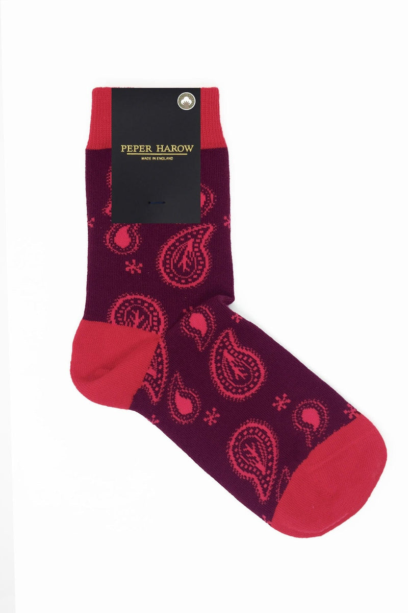 Peper Harow Paisley Women's Socks - Burgundy