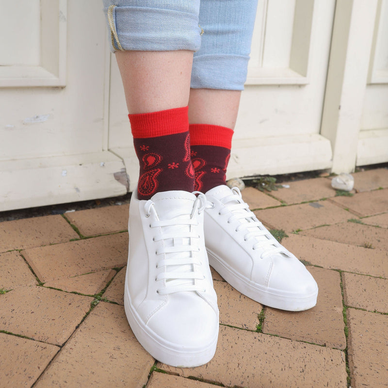 Peper Harow Paisley Women's Socks - Burgundy