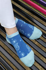 Immaculate Vegan - Peper Harow Paisley Women's Trainer Socks - Blue