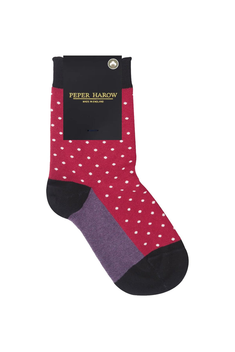 Peper Harow Pin Polka Women's Socks - Burgundy