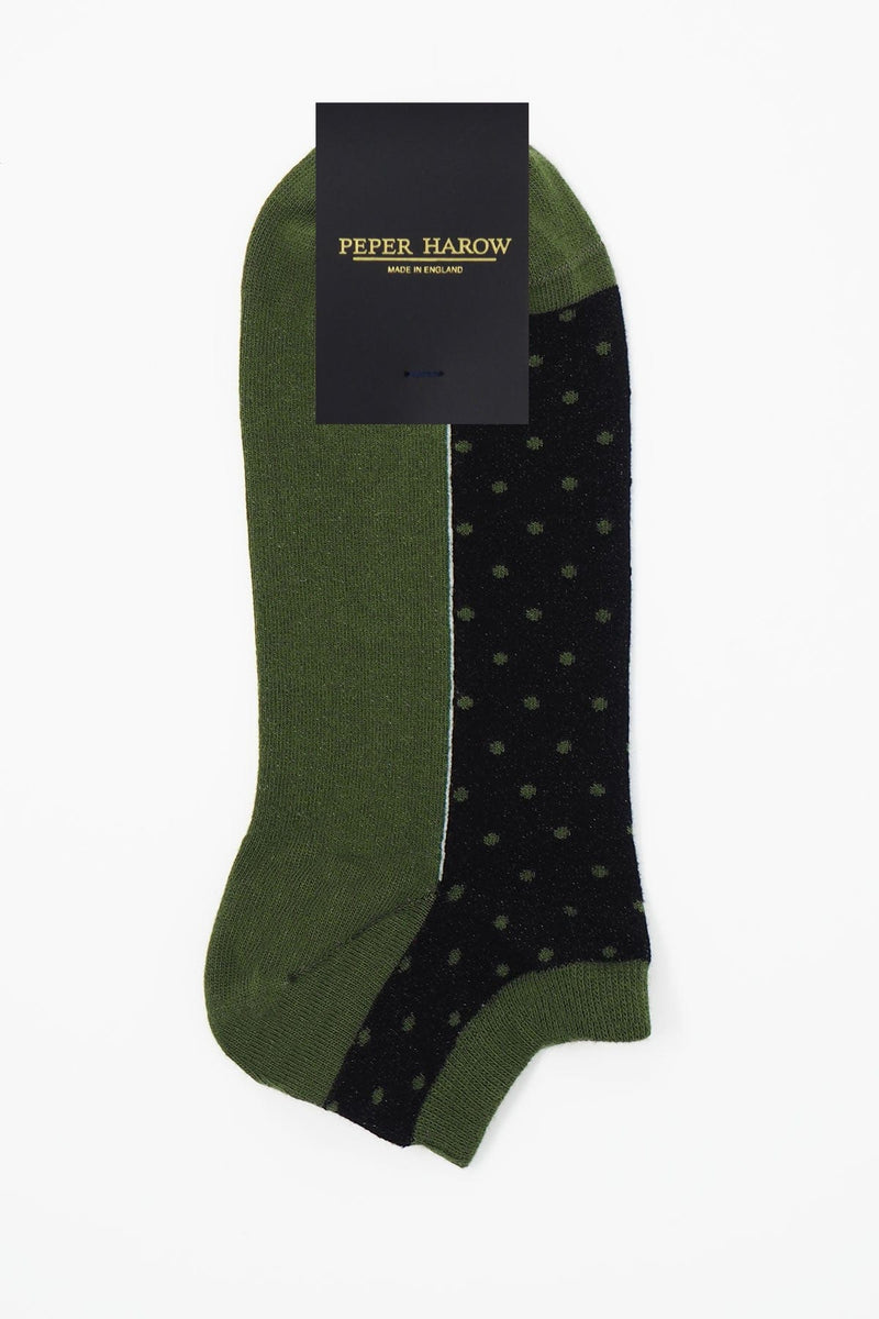 Peper Harow Polka Men's Organic Trainer Socks - Khaki