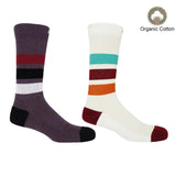 Immaculate Vegan - Peper Harow Striped Organic Men's Sport Socks Bundle - Mauve & White