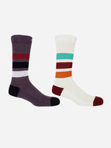 Immaculate Vegan - Peper Harow Striped Organic Men's Sport Socks Bundle - Mauve & White